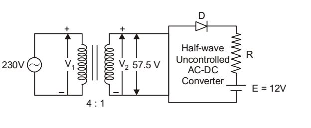 A single-phase, 230 V, 50 Hz ac mains fed step down transformer