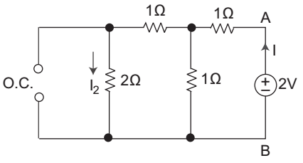 In the circuit V2 = 2 V and I1 = 2 amp. The value of Is