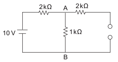 The voltage across the 1 kΩ resistor between A and B of