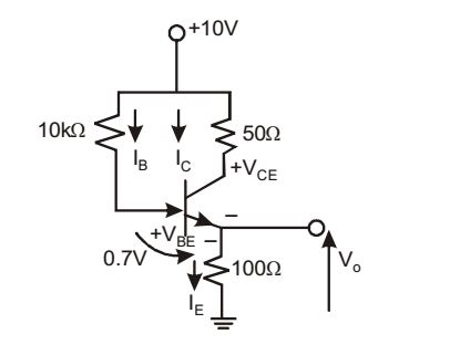 The transistor circuit shown in the figure given below uses