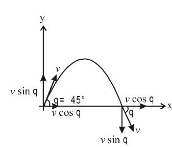 A particle of mass m is projected with velocity v making